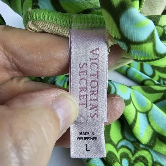 Victoria Secret Green and Blue Floral Flower Power Tie Neck Bikini Bathing Suit - Picture 9 of 9